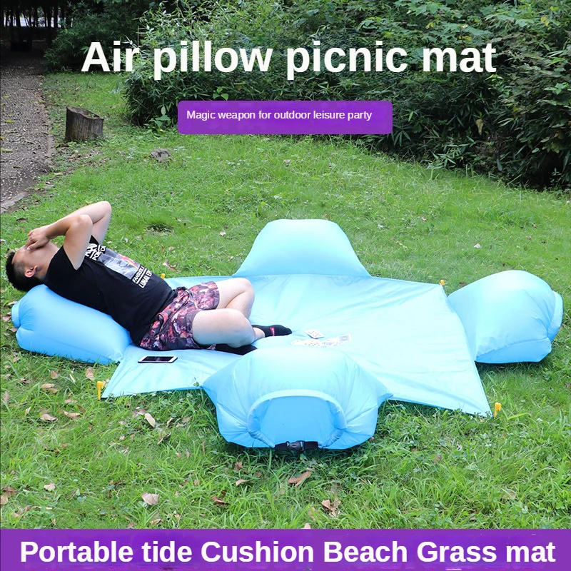 

Camping Mat Waterproof Air Pillow Picnic Mat Outdoor with Pillow Portable Moisture Cushion Beach Grass Mat Camping Materac