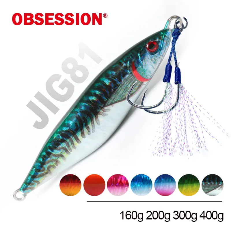 

OBSESSION 3D Print Laser S Shape 160g 200g 300g 400g Artificial Bait Boat Fishing Jig Lures Hard Metal Sea Fishing Lures Pesca
