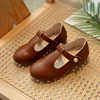 Kids Princess Shoes Solid Color Versatile Girls Leather Shoes T-strap 2024 New Children Flats Dance Shoes Fashion Temperament 5