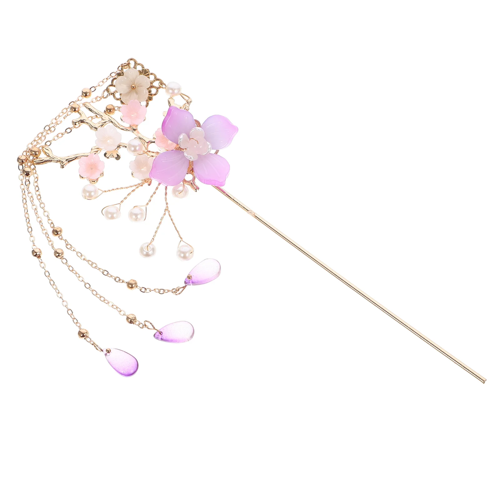 

Hanfu Hairpin Pins Floral Stick Flower Manual Zinc Alloy Chopsticks for Women Miss Japanese