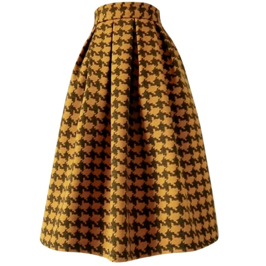 

Thickened Houndstooth Woolen Skirt Women Autumn Winter New High Waist Party Small Fragrance
