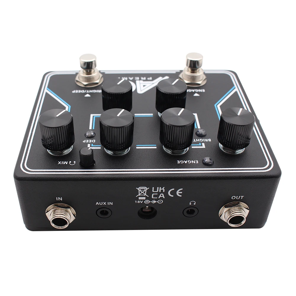NEW Bass AG Preamp Bass Effect Pedal With DI 4-Band EQ Headphone Out AUX In fast response a wide tone Clone Aguilar AG Preamp 