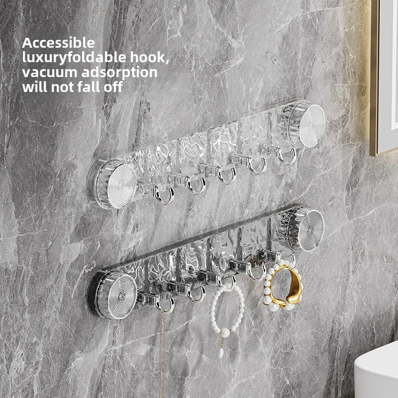 Rotary suction cup tandem hook Water ripple hook free punch strong light luxury bearing bathroom kitchen sticky