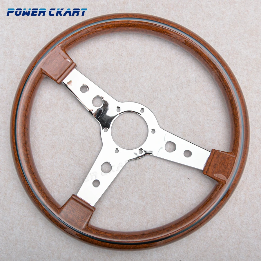 フェイクウッド ステアリング 14inch Car Modified Classic Wood Steering Wheel 350mm JDM Racing