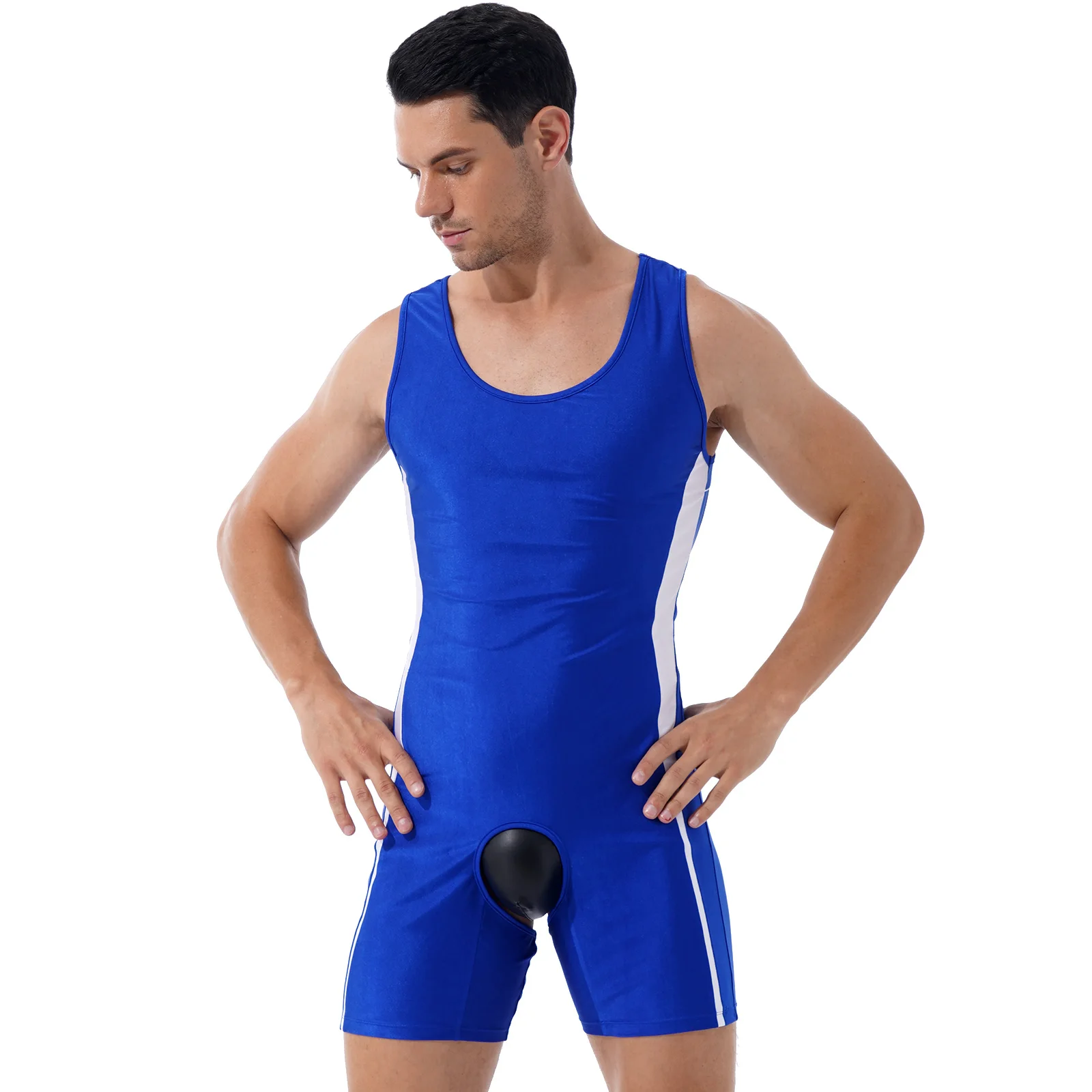 Mens Lingerie Male Body Shaper One-piece Open Butt Jumpsuit Open Crotchless Bodycon Bodysuit U Neck Sleeveless Nightwear body shaper mens lingerie