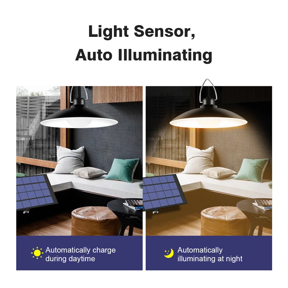 Solar Pendant Light Dual Head Outdoor Waterproof Solar Powered Shed Lights Rechargeable LED Ceiling Lamp Auto Illuminating Hangi