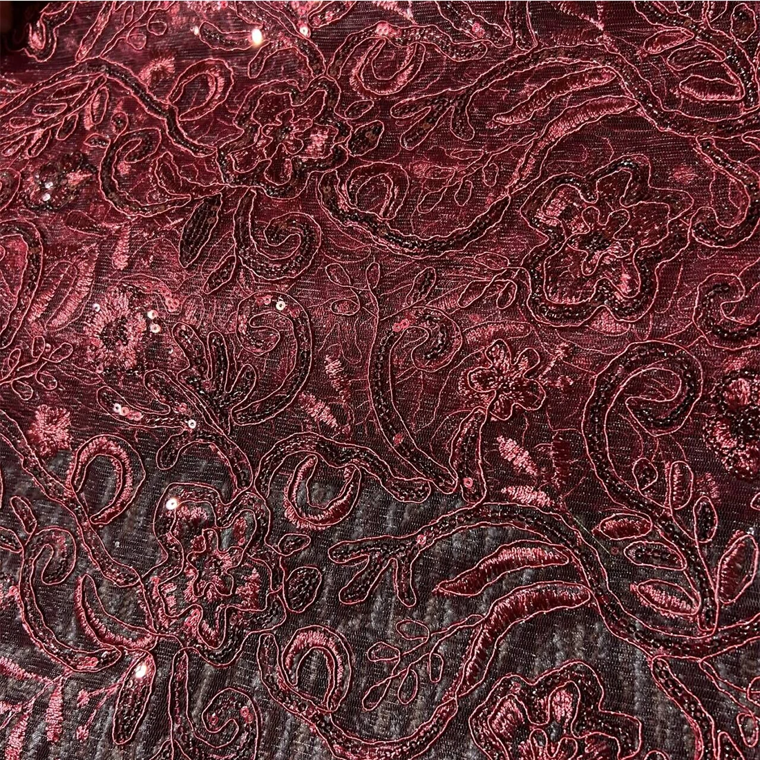 

5 Yards Sequece French Cord Lace Fabric 2024 High Quality Lace Embroidered Swiss Guipure Lace Wine Tulle Wedding African Lace