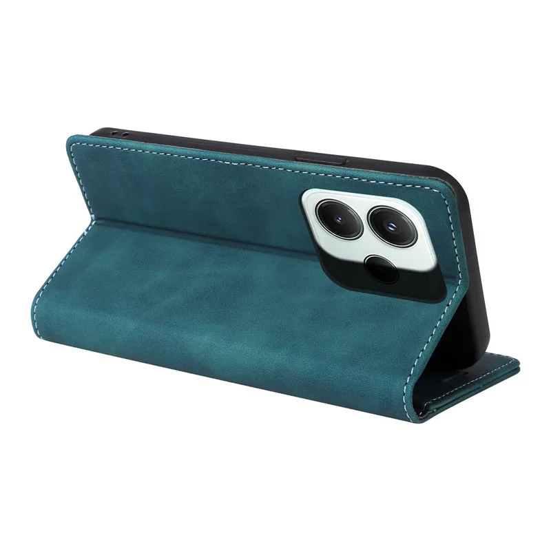 Luxury Retro Matte Flip Wallet Phone Case - Solid Colors Cover