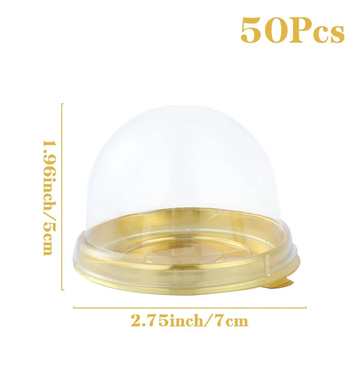 50 יחידות קופסאות קינוחים מיניות שקופות לאפיית קאפקייקים ומאפים, אריזת קופסאות לאירועי חתונה ומתנות לחג המולד