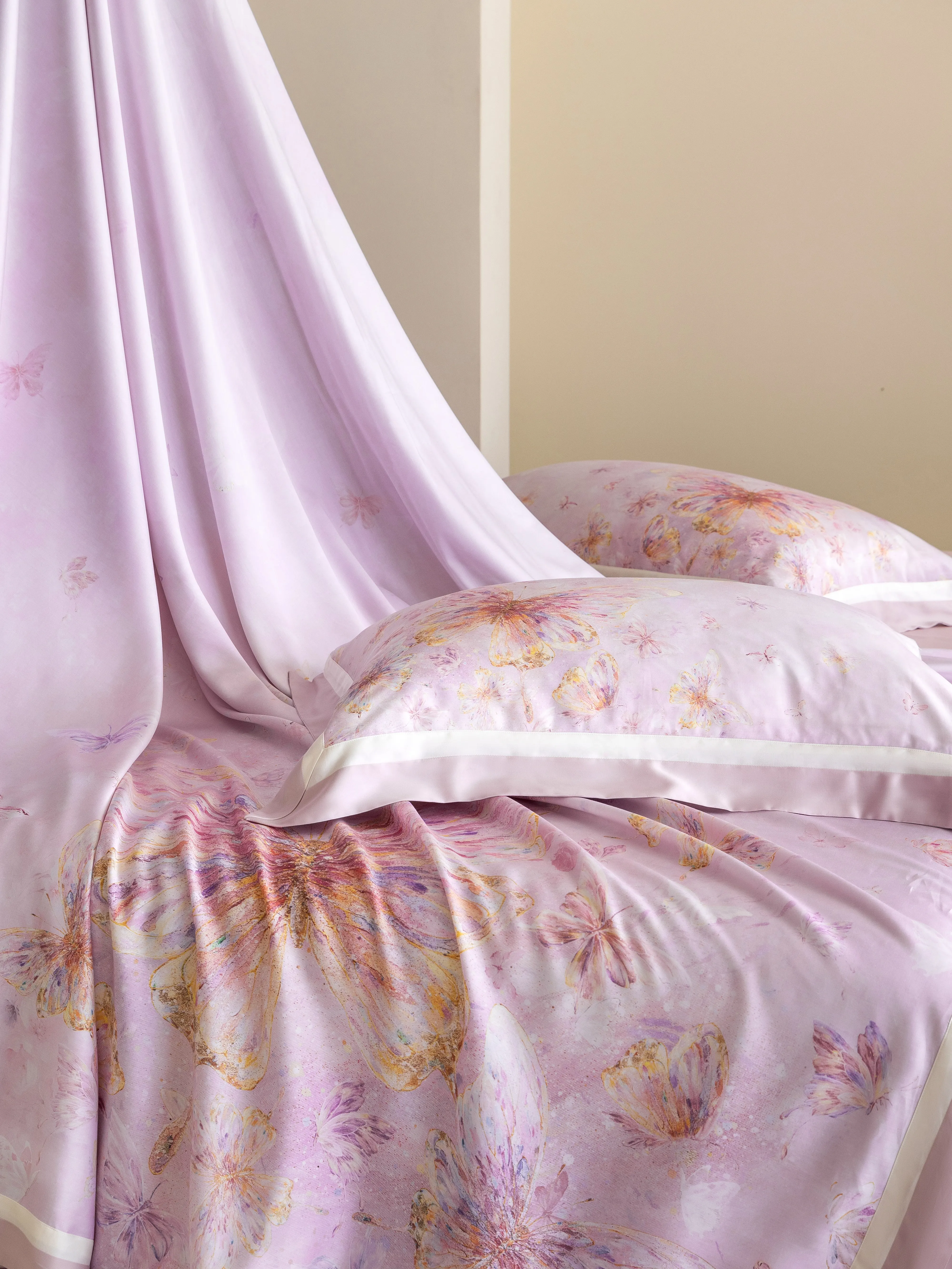 100% Australian Cotton Pink Butterfly Floral Bedding Set Luxury Silky Soft Duvet Cover 4Pcs Bedding Linens King Queen Full Size 6