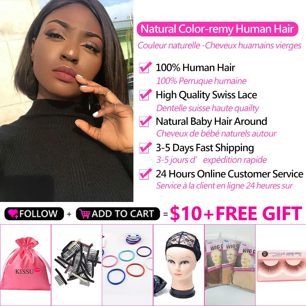 Short Bob Wig Lace Front Wigs 13x4 Bone Straight Brazilian Human Hair Wigs Pre-Plucked Transparent 4x4 Closure 180% Density