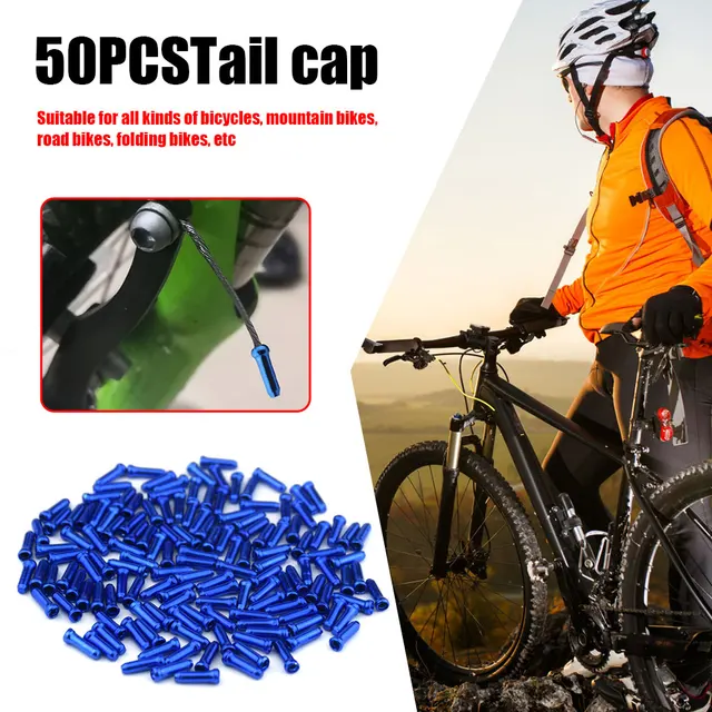 Bike Cable End Caps 50-Pack Black Aluminum Alloy Tips