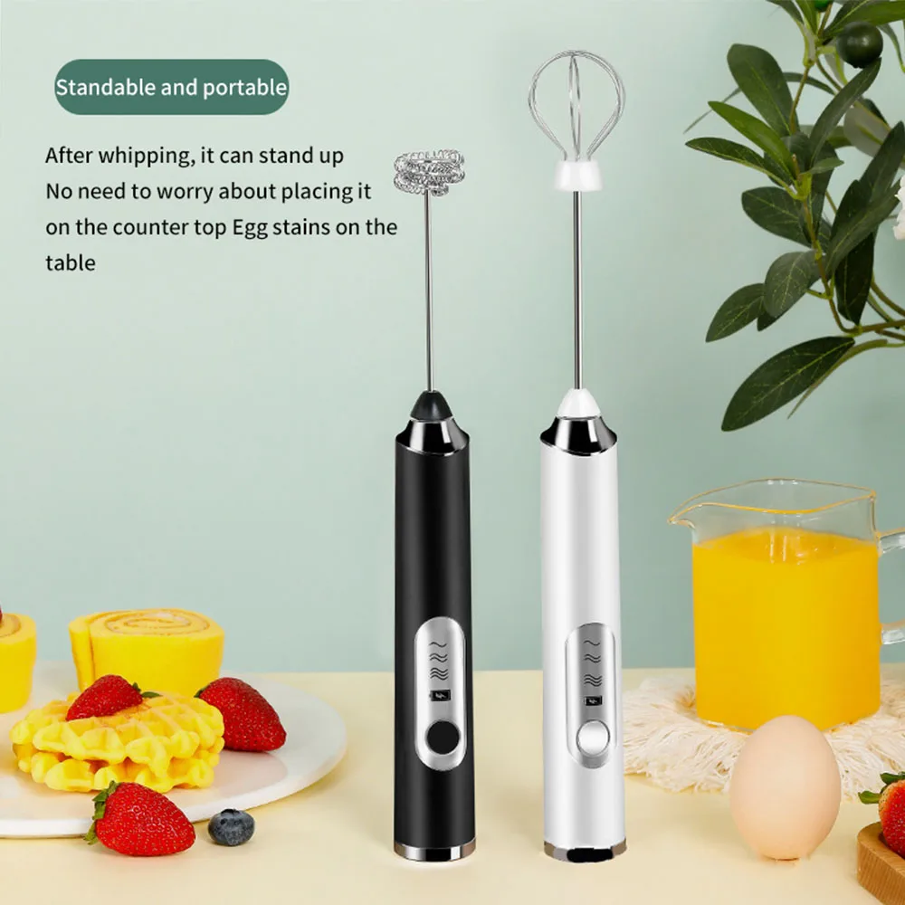 FYY Rechargeable Milk Frother Handheld, Electric Foam Maker with with  Wireless Charging Base, Frother Drink Mixer with Stands for Coffee, Lattes