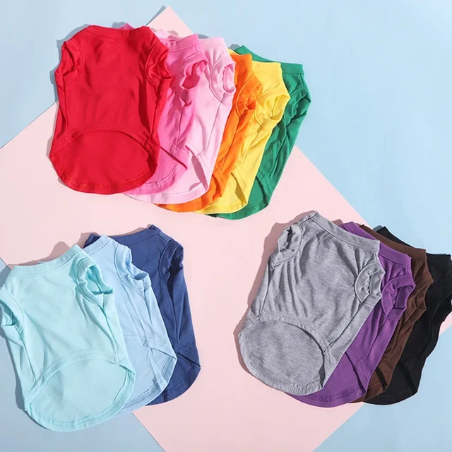 Pure Cotton Dog Shirts Puppy Blank Clothes for Small Medium and Large Dogs Soft Thin T-Shirt  Doggy Vest Cat Bottoming T Shirts 2