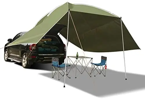 

Car Awning Sun Shelter, Portable Auto Canopy Camper Trailer Sun Shade for Camping, SUV, Outdoor, Beach Green