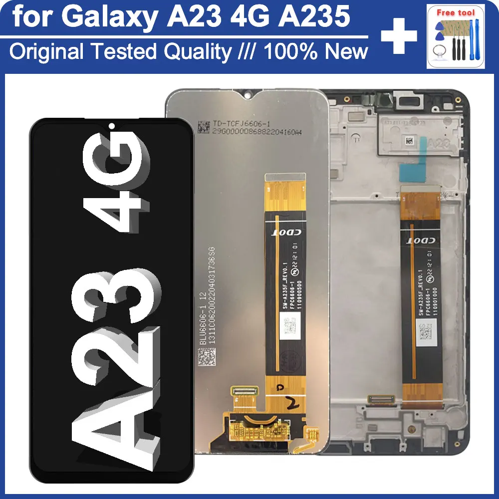 Протестированный ЖК-дисплей для Samsung Galaxy A23 4G A235, ЖК-дисплей, сенсорный экран, дигитайзер, Замена для Samsung A23, экран для телефона A235M 6 5 оригинальный жк дисплей для samsung galaxy a52 5g a526 жк дисплей экран с дигитайзером в сборе замена для galaxy a52 5g жк дисплей