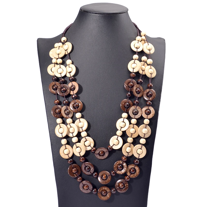 Red Necklaces For Women Bohemia Shell Crystal Beads Multi Layer