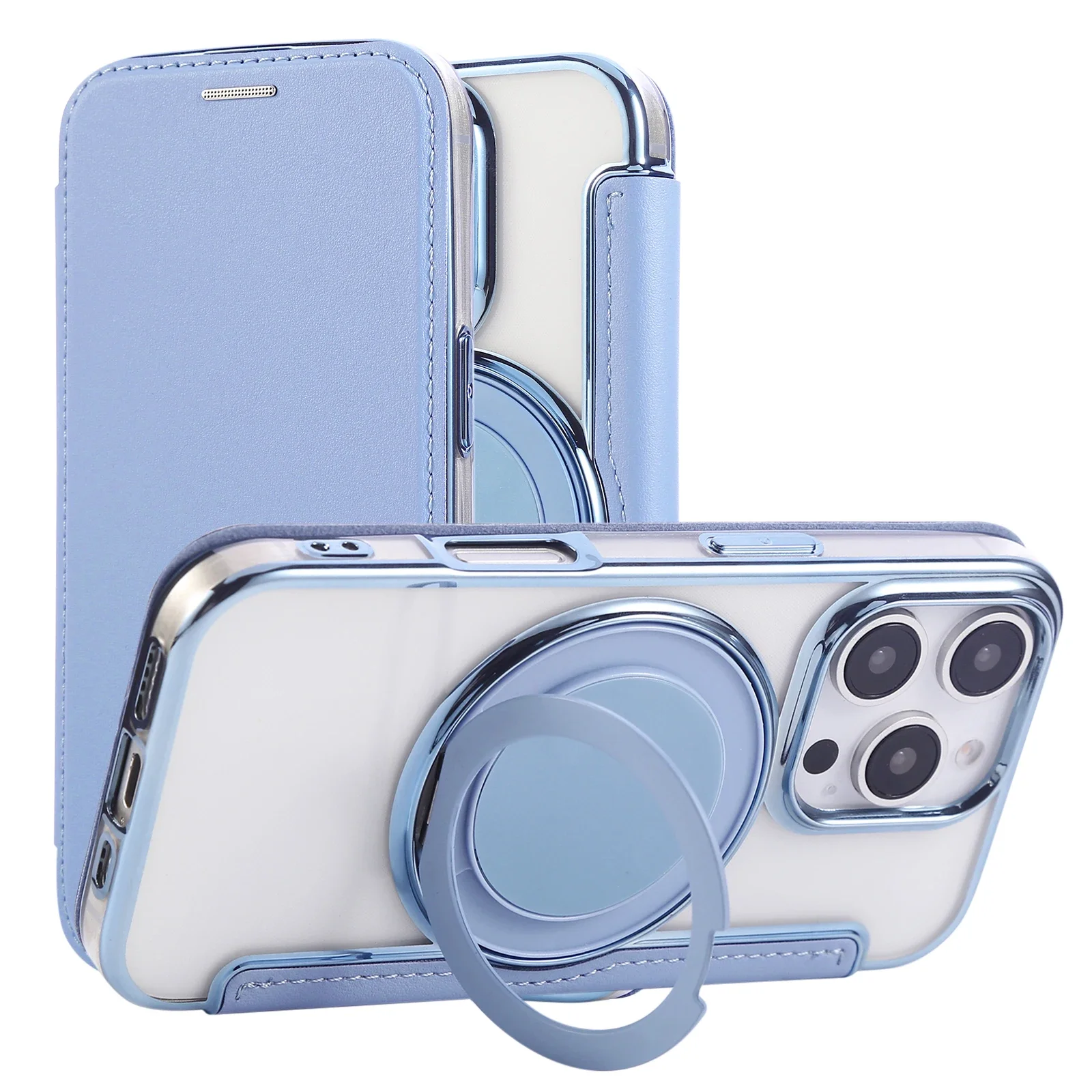 Enhanced Rotating Kickstand Leather Flip Cover - No Magnetic Closure