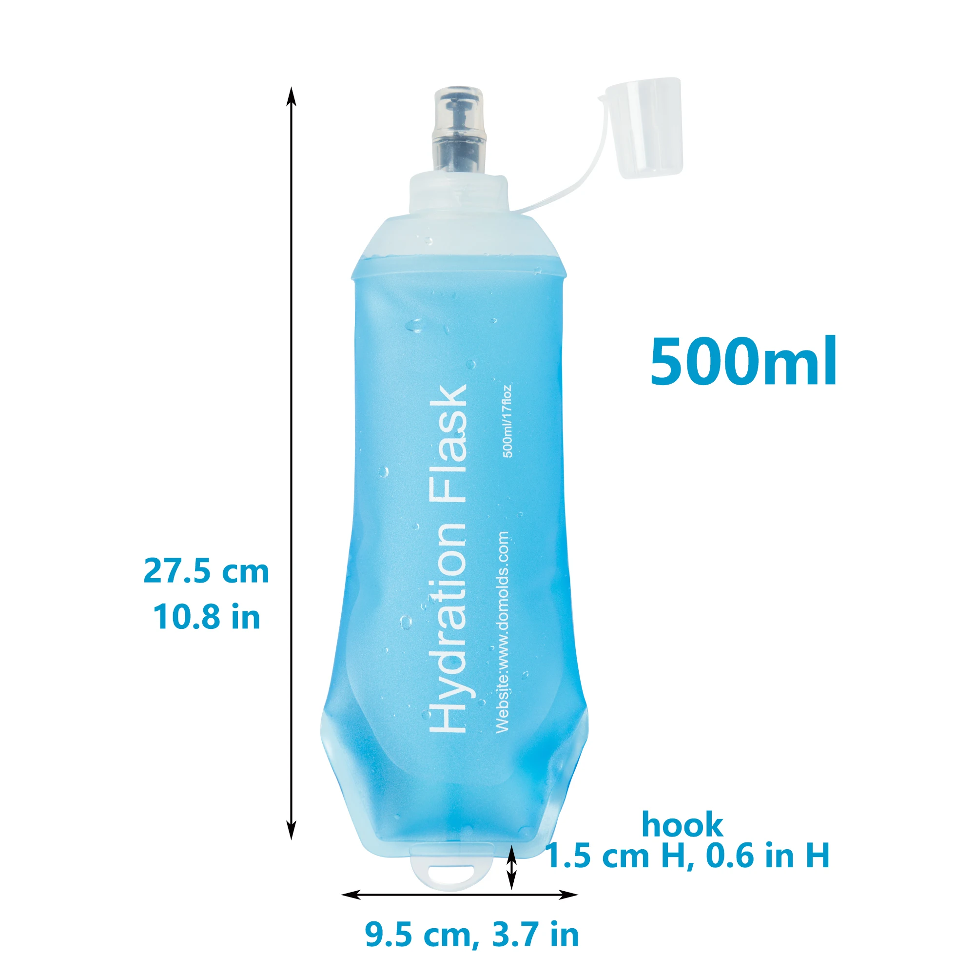 Collapsible Soft Flask - White Folding Water Bottle for Outdoor Activities (500ml, 250ml, 150ml)