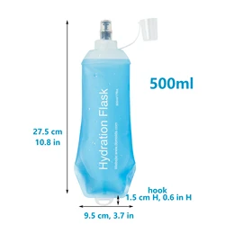 Collapsible Soft Flask - White Folding Water Bottle for Outdoor Activities (500ml, 250ml, 150ml) (500ml blue light)