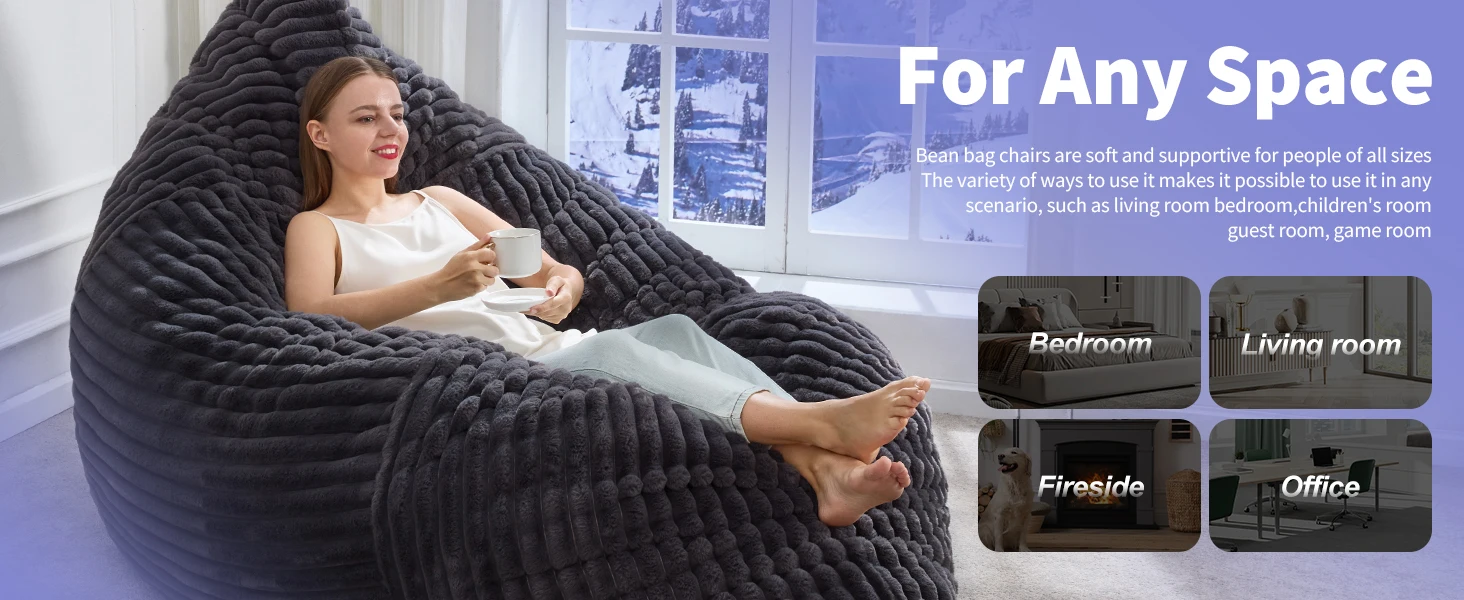 3 in 1 bean bag chairs suit for any space, such as living room, bedroom