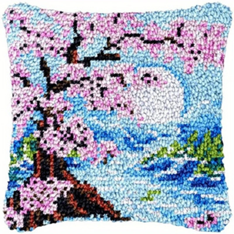 Flower Series Latch Hook Pillow Kit DIY Sunflower Embroidery Kids & Home Decor Smyrna Pattern