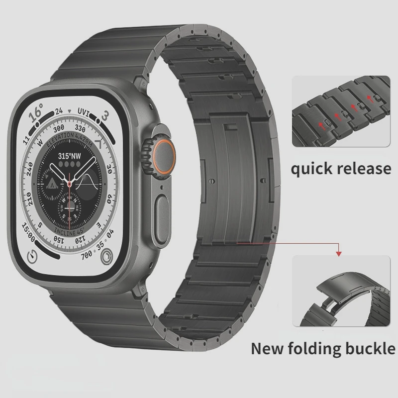 Titanium Strap For Apple Watch Ultra 49mm 45mm 44mm 41mm 42mm 40mm Lightweight Convenient Bracelet band iWatch 8 7 6 5 4 3 SE