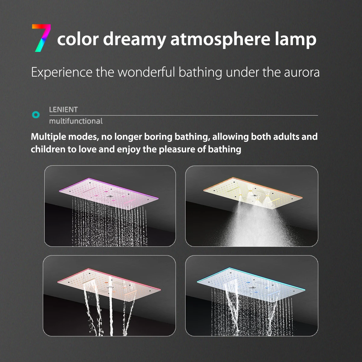 24x12Inch 600x300mm Music RGB LED Shower Head Panel Faucet Set Constant Temperature Thermostatic Vertical Mixer Valve System