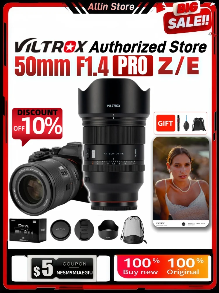 Objectif VILTROX 50mm F1.4 Pro FE Pour Sony E - Plein Format, Autofocus, Mise Au Point 0.45m