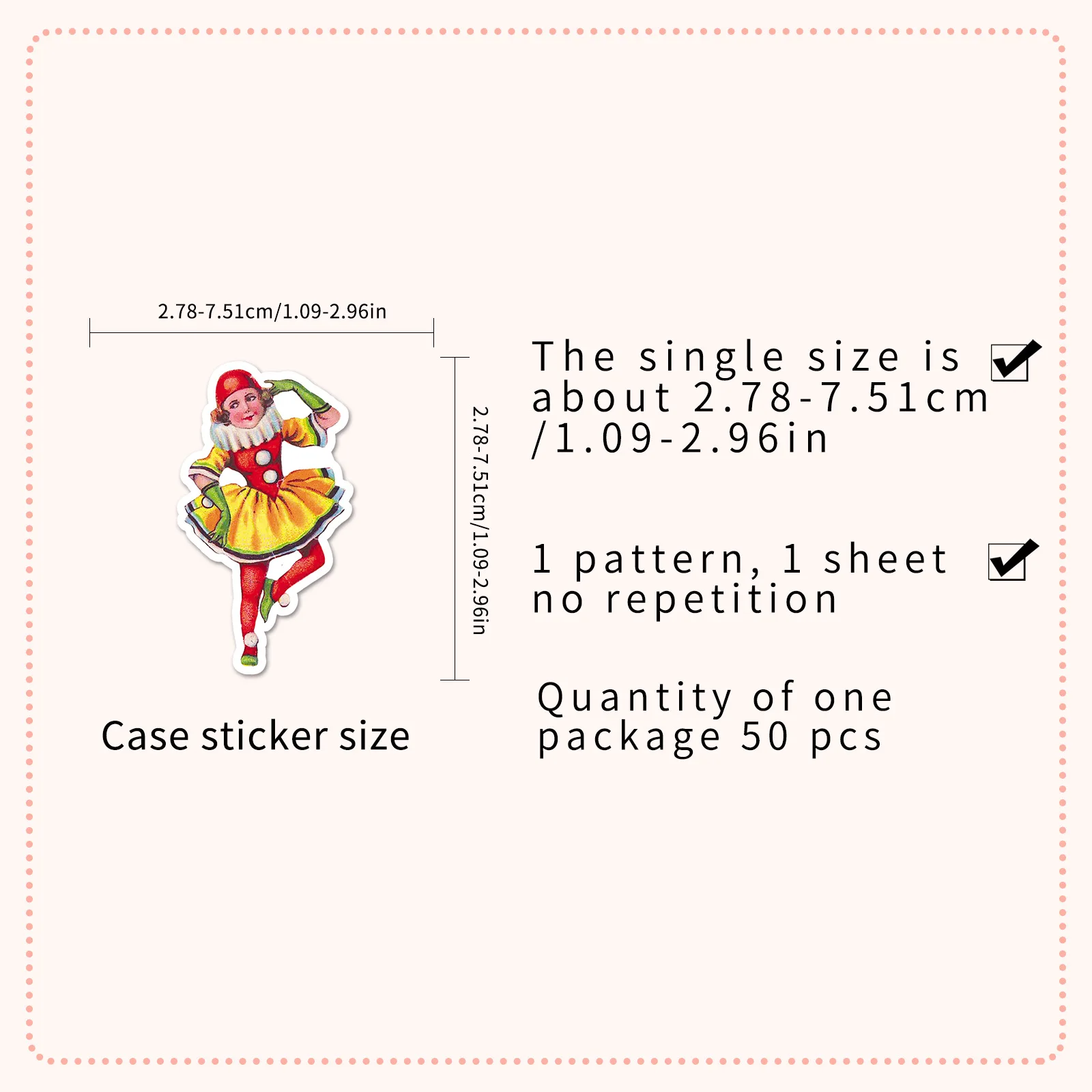50Pcs 귀여운 서커스 시리즈 스티커 코끼리 광대 데칼 노트북 스크랩북 수하물 기타 헬멧 DIY 낙서 미적 스티커