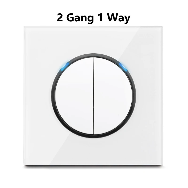 Rewnssin Light Switches and Sockets All Series Glass White Modern Style Random Click Push Button ON OFF EU Outlet Cat5e Socket double light switch Wall Switches