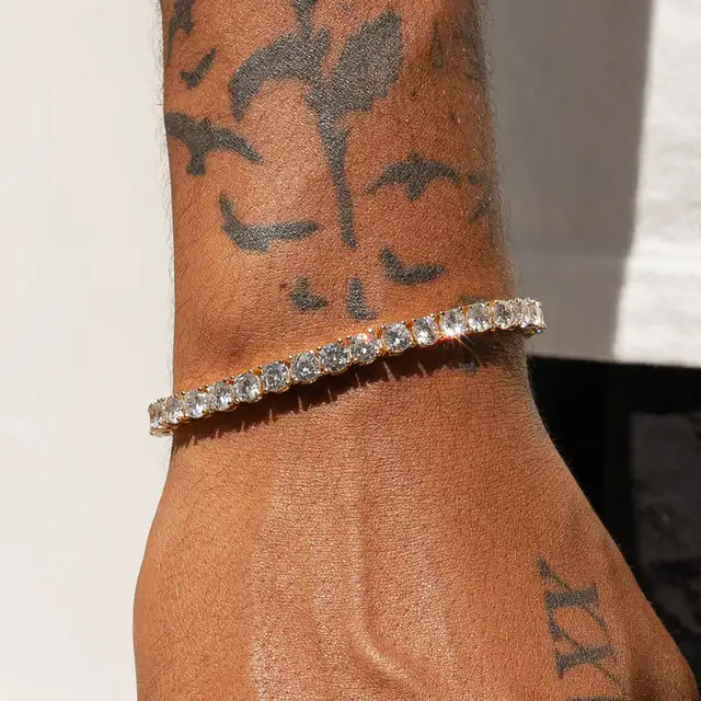 Bracelet de Tennis en cristal de luxe pour hommes, Hip Hop, tendance, Punk, zircone, chaîne de Couple sur la main, bijoux Streetwear