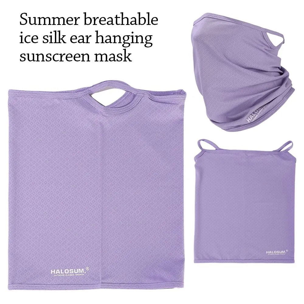 Summer Mask Ice Silk Breathable Full Face Cover Anti-UV Cycling Mask Hang-Ear Bandana Neck Gaiter Dustproof Hiking Fishing Mask