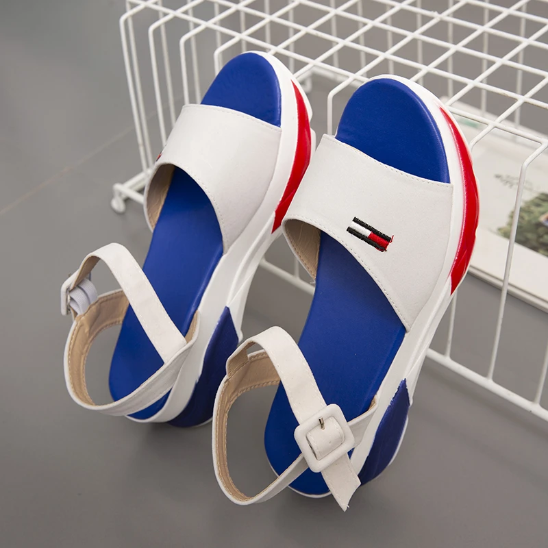 Women Sandals Peep Toe Solid Color Buckle Woman Wedge Sandal Summer Comfort Casual Shoes Platform Female Sandals Platform Shoes