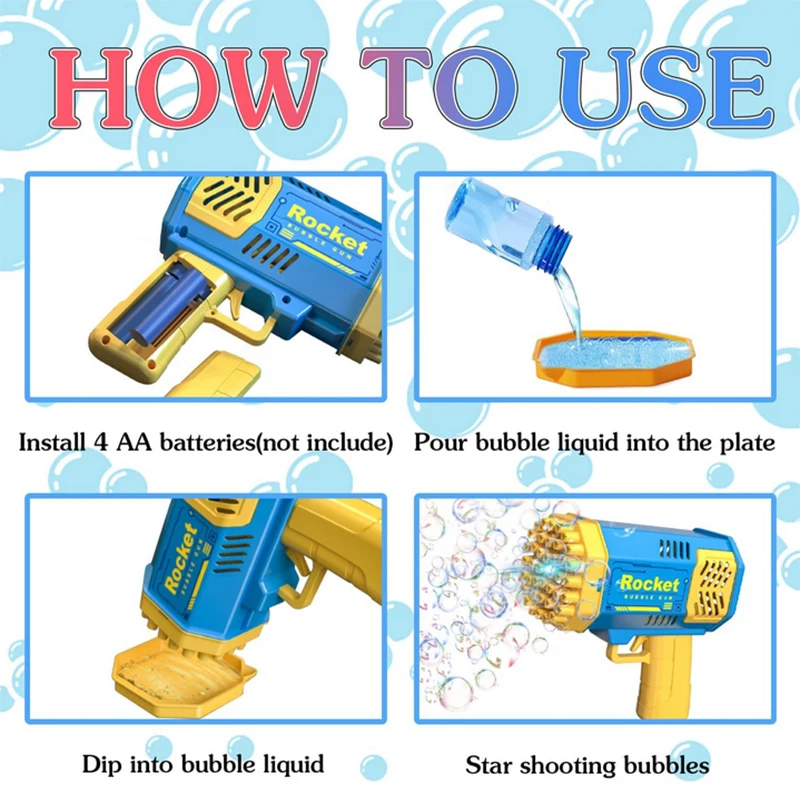 40 Holes Bubbles Gun Wedding Party Birthday Outdoor Cool Toy For Children Summer Toy Gift Portable Soap Bubbles Gun Water Toy 4
