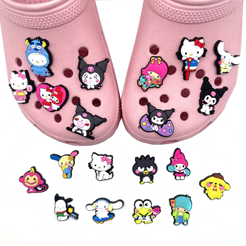 

Украшения для обуви серии Sanrio, булавки Kuromi для мальчиков и девочек, детские джинсы, женские шармы, рождественские подарки, сувениры, аксессуары для обуви