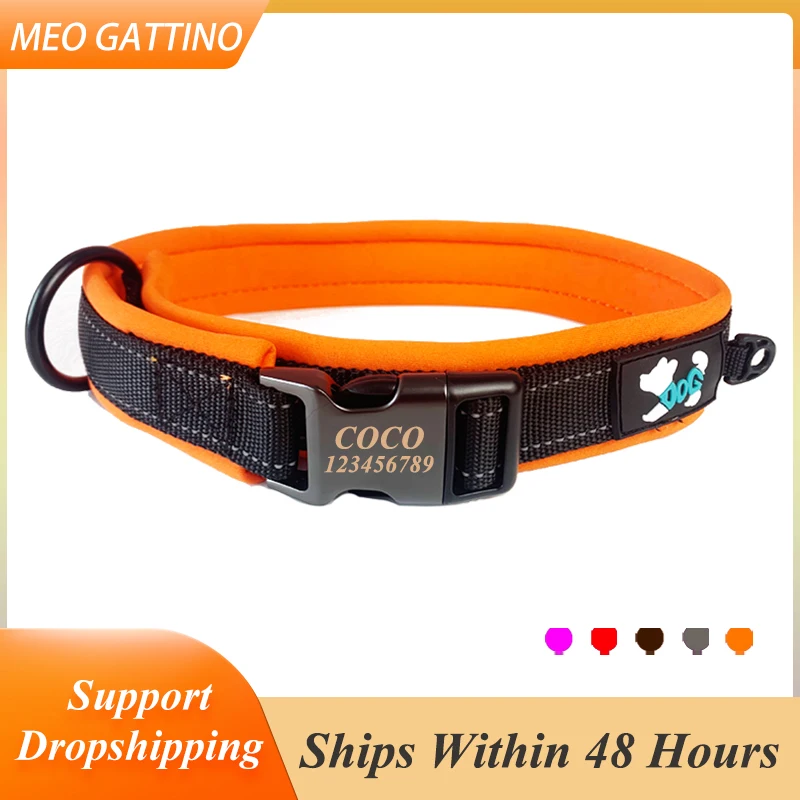 Collare Per Cani Personalizzato Collari Imbottiti Riflettente Regolabile Etichetta Identificativa Con Incisione Gratuita Nome Collari Per Cuccioli Per