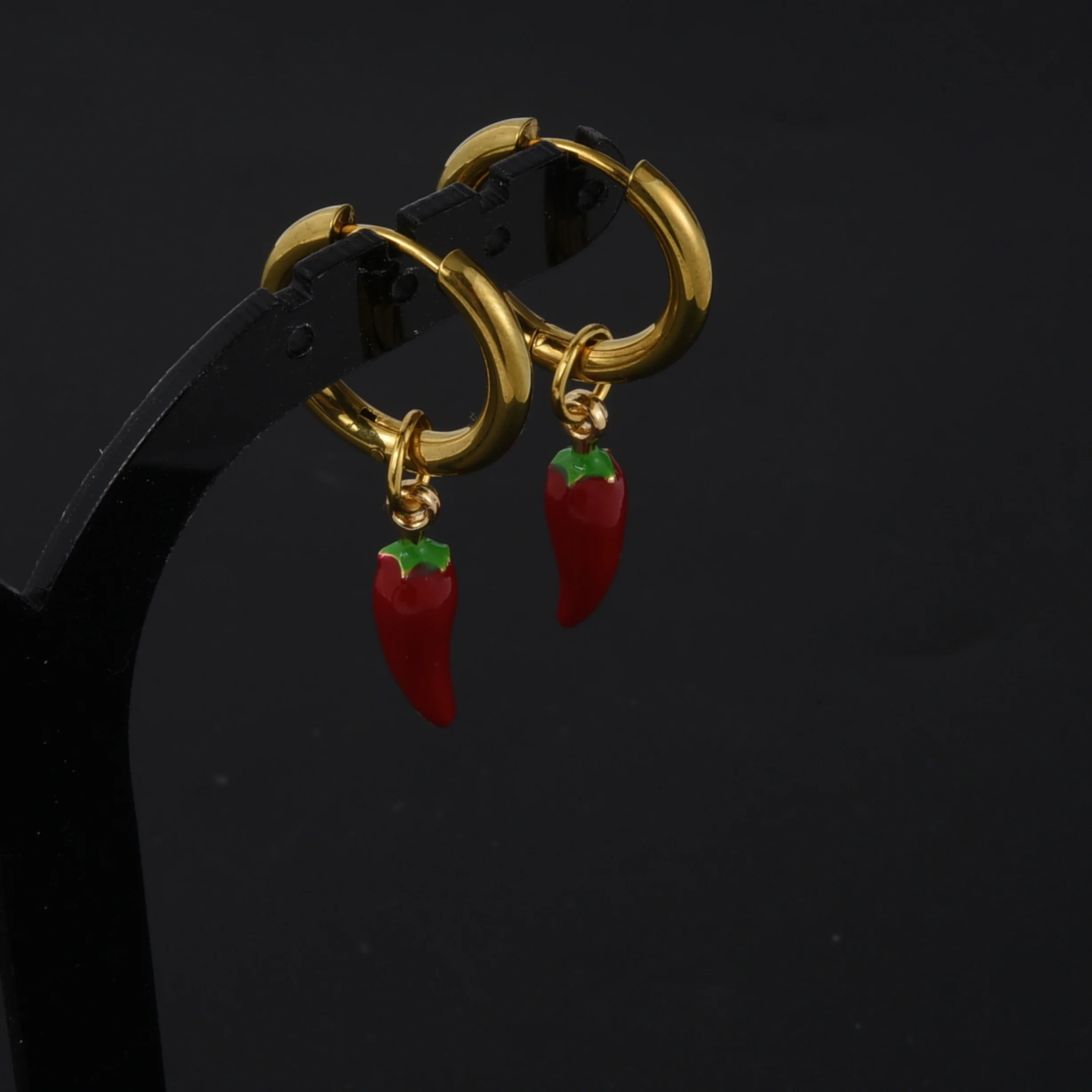 Cute Food Fruit Loop Earrings Mushroom Candy Apple Strawberry Chili Cherry Pendants Earring Women Girls Ear Jewelry Charms Gifts 4