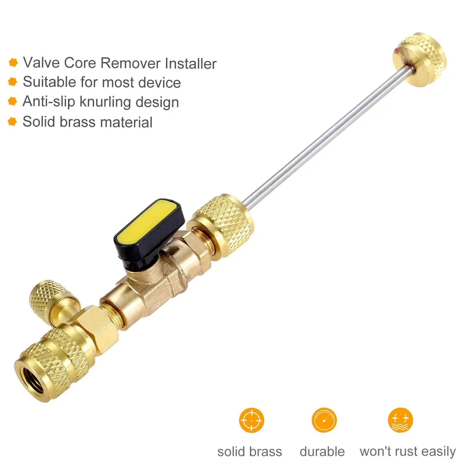 Valve Core Remover R410A R22 AC Schrader Valve Core Remover Dual Size 1/4" & 5/16" Port HVAC Removal