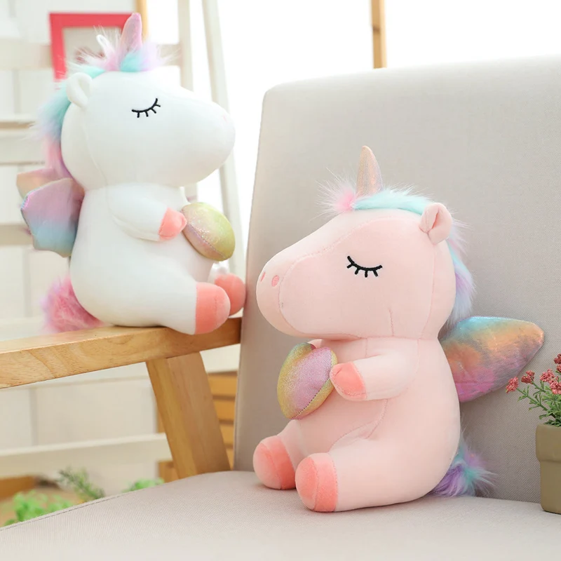 

30cm Dream Unicorn Plush Toys Lovely Heart Unicorn With Wing Fluffy Dolls Soft Stuffed Animal Pillow Girls Kids Birthday Gift