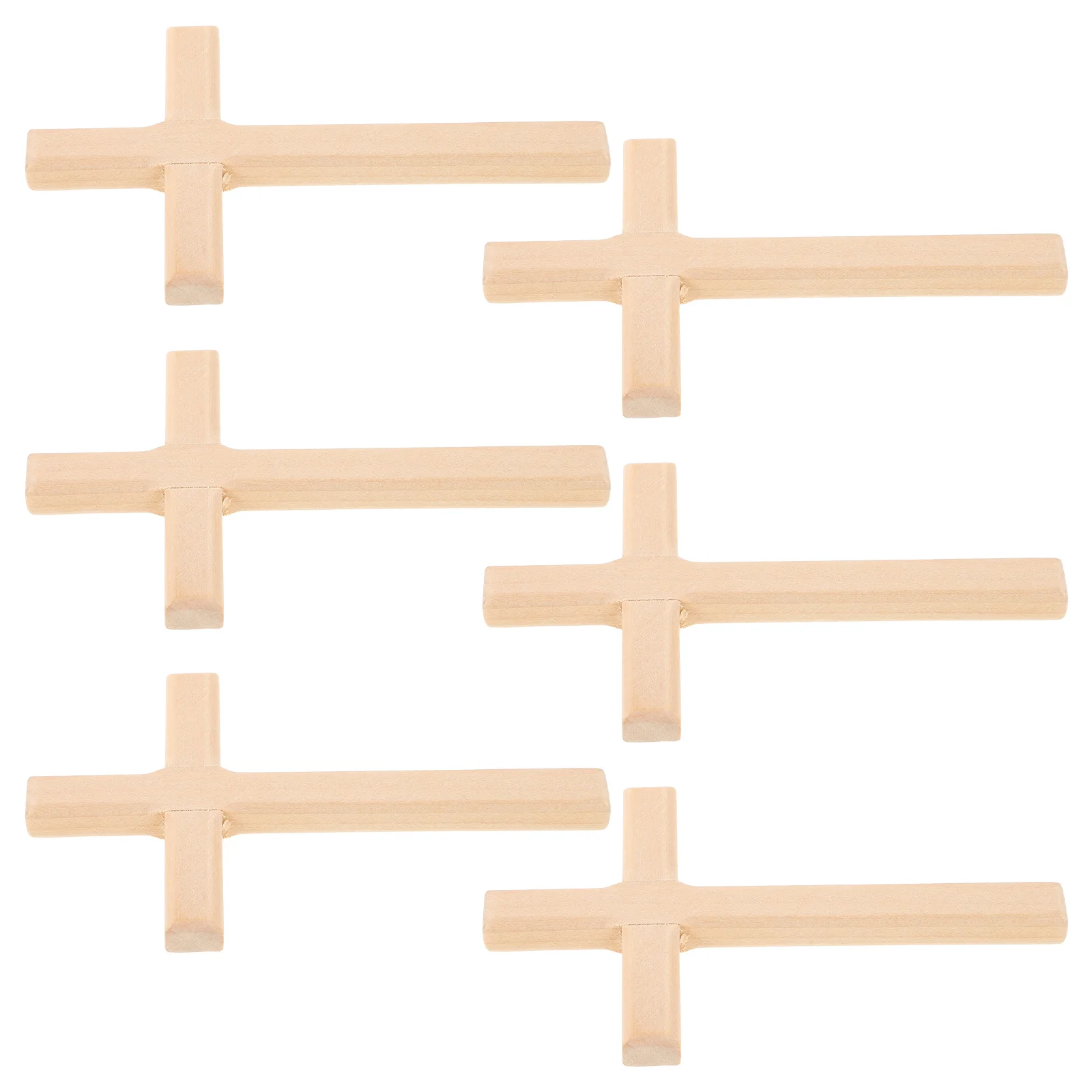 

6 Pcs Handmade Cross Wooden Ornament Handheld Craft Tabletop Desktop The for Decor
