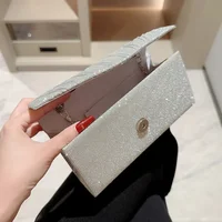 Glitter Ladies Silver Clutch Bag Envelope Evening Bag Fashion Elegant Long Purse Women Chain Shoulder Bags Wedding Party Handbag - Image 5