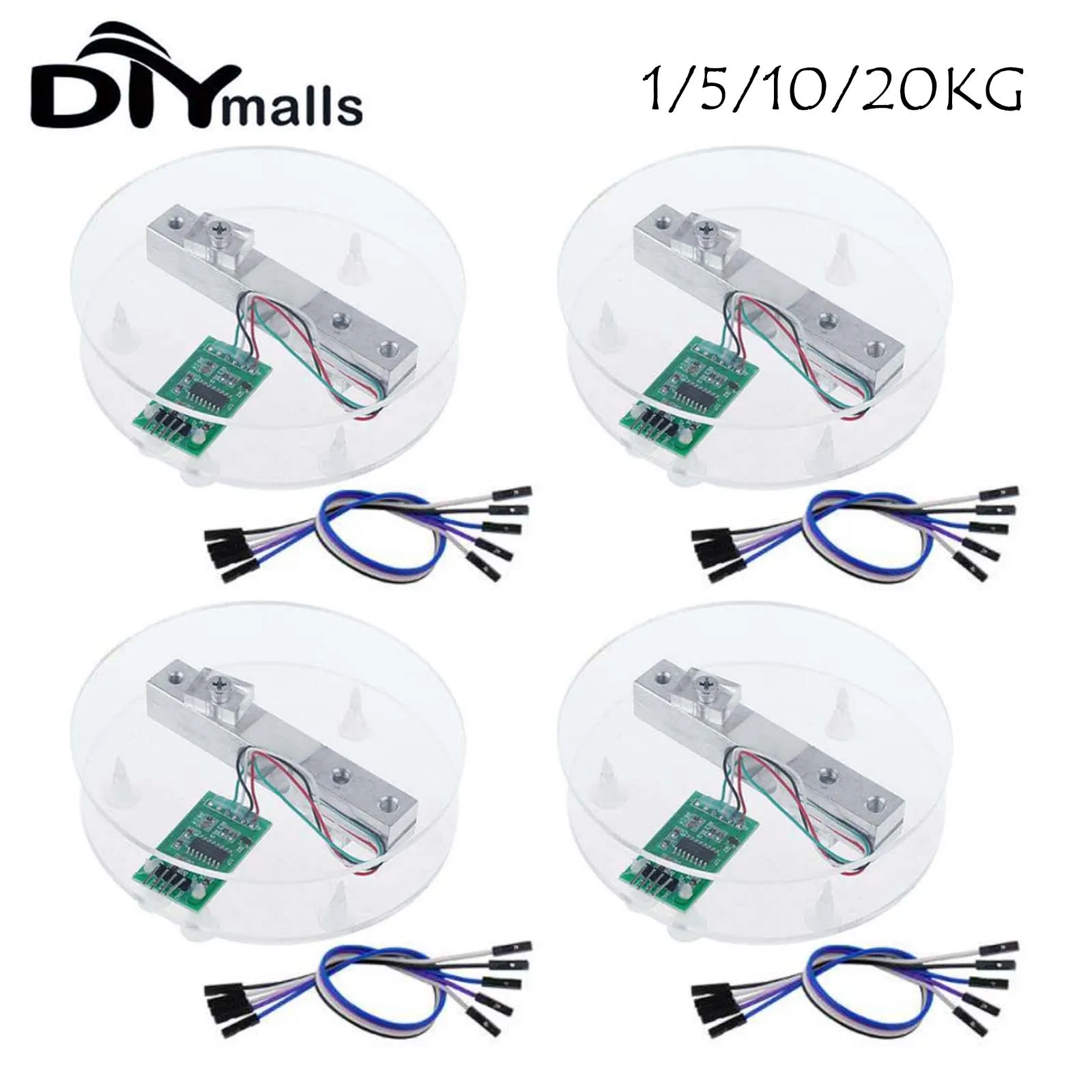 4Sets-Digital-Load-Cell-Weight-Sensor-Kit-20KG-HX711-AD-Converter ...