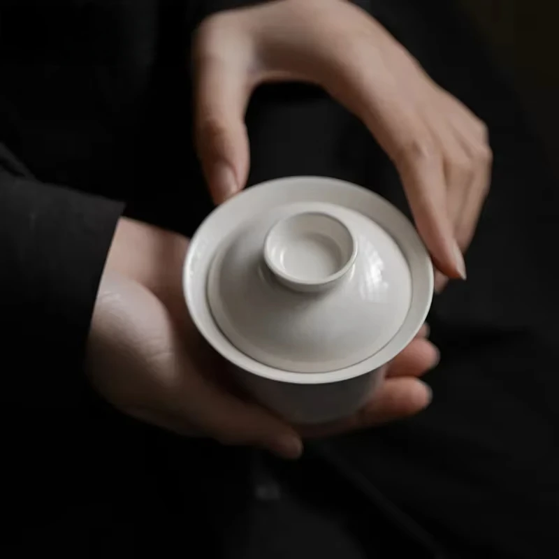 Japanese Plant Ash Cover Bowl Ancient Gaiwan Japanese Hand Grasping Bowl Tea Tureen Tea Maker Cover Items Gift 140ml