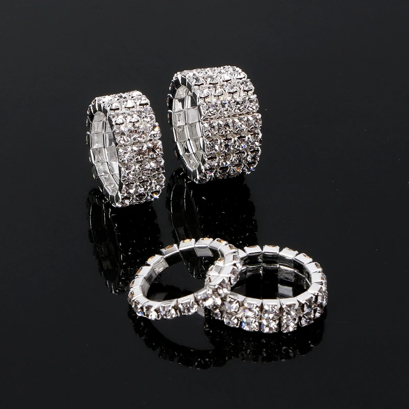 Elastic Ring Fashionable Stretch Crystal Inlaid Finger Rings Unique Engagement Wedding Promise  Ring Jewelry Gift 2