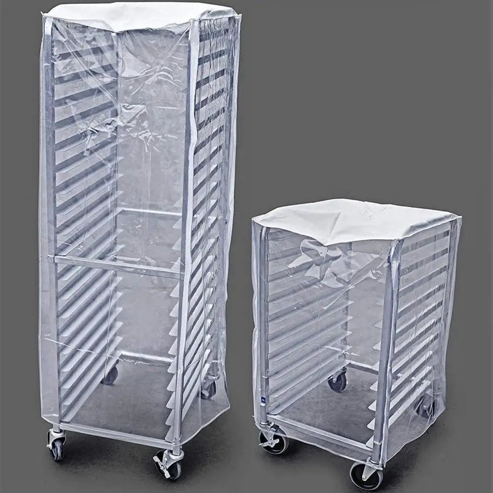 Bread Rack Cover Tear-resistant Transparent Zipper Closure Bun Pan Rack Cover Reinforced Seams Bread Case For Home Bakery
