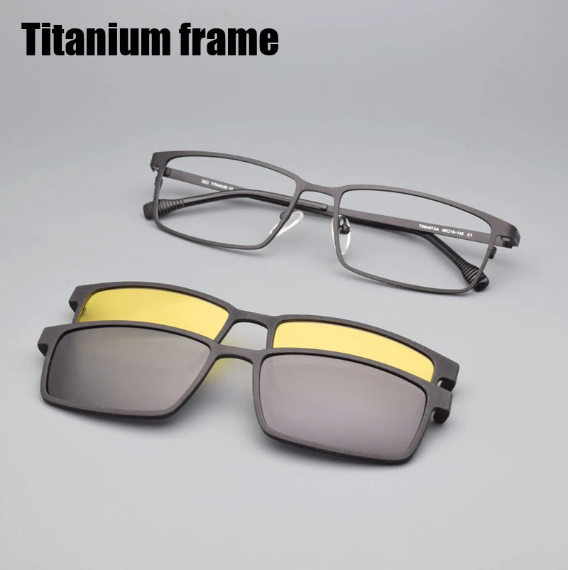 Titanium Glasses Polarized Mirror Men's Brown Prescription Myopia Attraction Sunglasses
