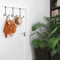 Metal Twin Hooks Metal Prong Shower Door Hooks Hanger Twin Hooks Organizer For Hang Coats Hats Robes Towels Black 2