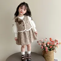 Costume d'automne pour filles, vêtements pour enfants, Style coréen, gilet pour bébé, deux ensembles décontractés, simples, assortis, nouvelle collection 2025 4