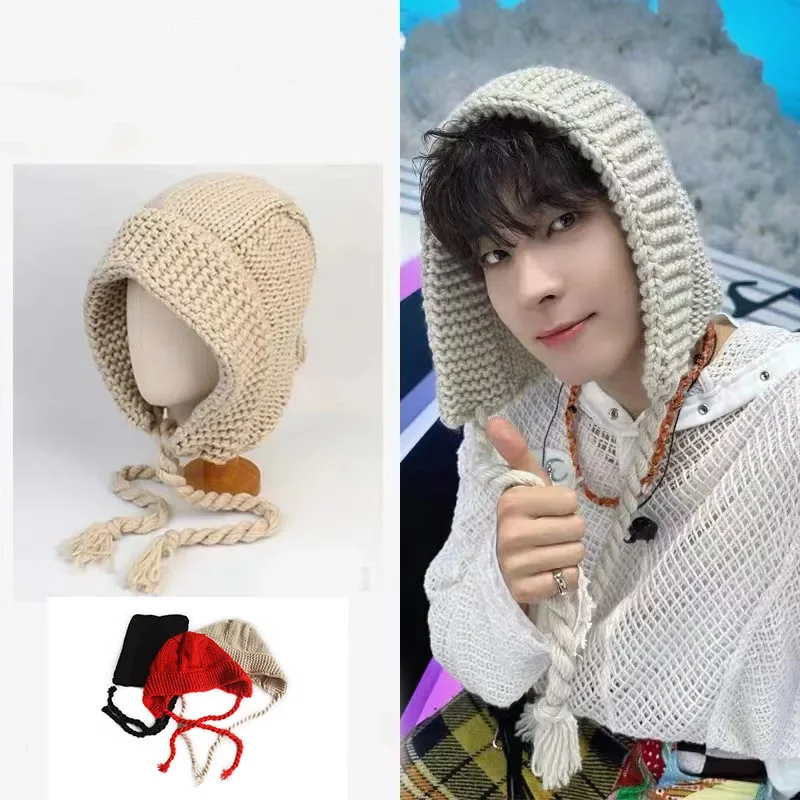 

WONWOO Same Style Hat Women's Autumn/Winter Fashion Warm Cute Personalized Tied Windproof Ear Protection Beanies Hat